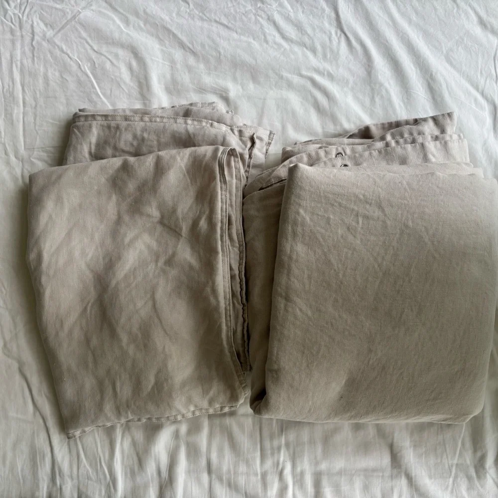 H&M Home Washed Linen Duvet Cover Set Light Gray Queen Size - Picture 4 of 5